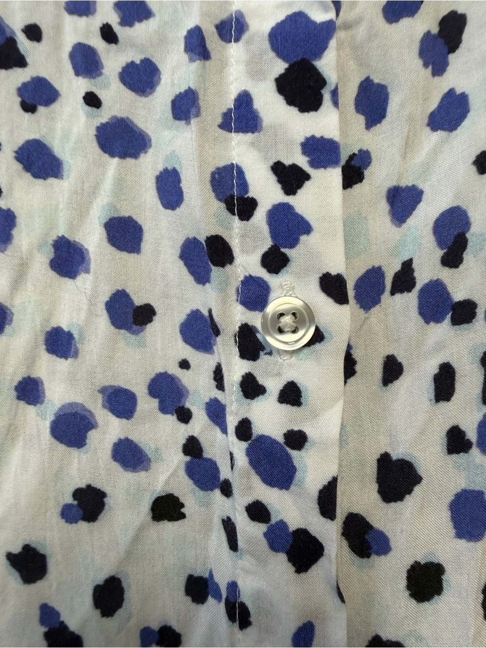 Cloth & Stone Anthropologie Blue Black Spotted Button Down Blouse Small - Picture 4 of 7